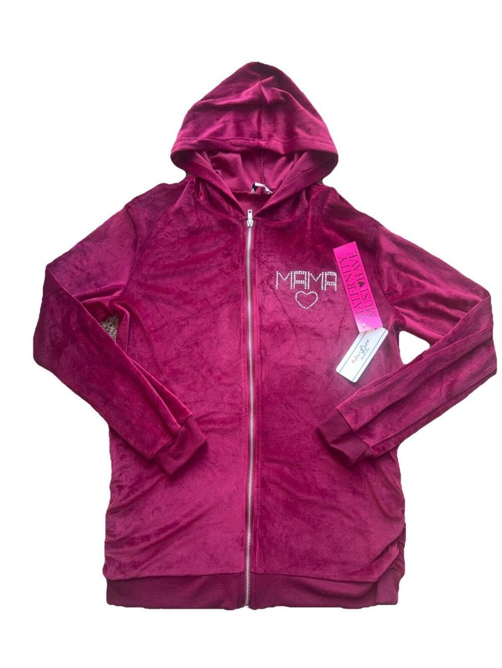 Ruby & Lace Maternity Velour Zip Hoodie Mama Size Small New - Picture 1 of 4